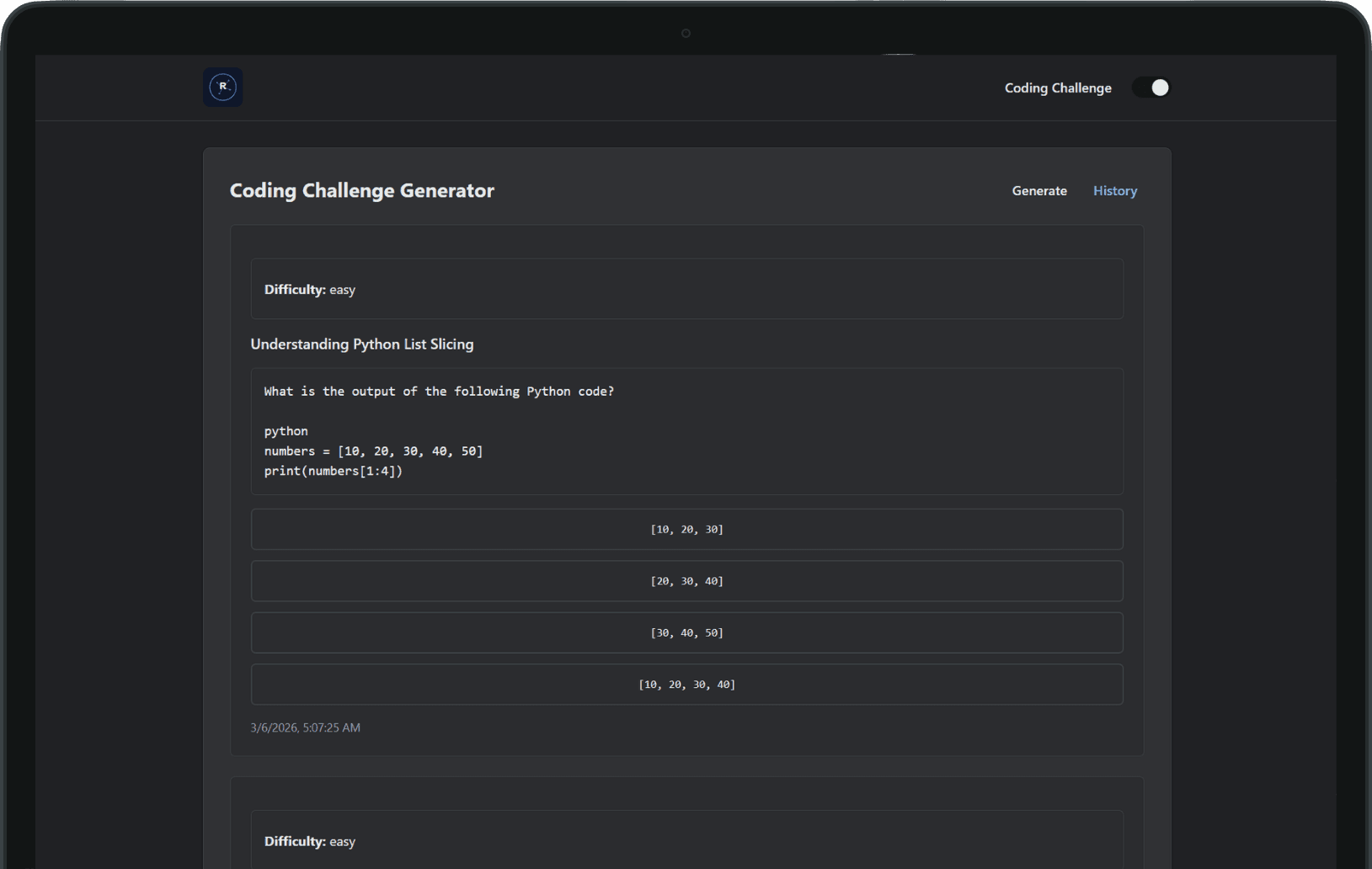 AI Code Challenge Generator